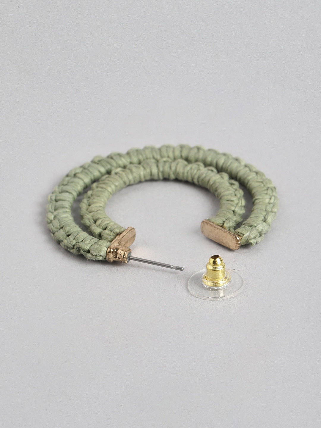 Green Crescent Shaped Half Hoop Earrings