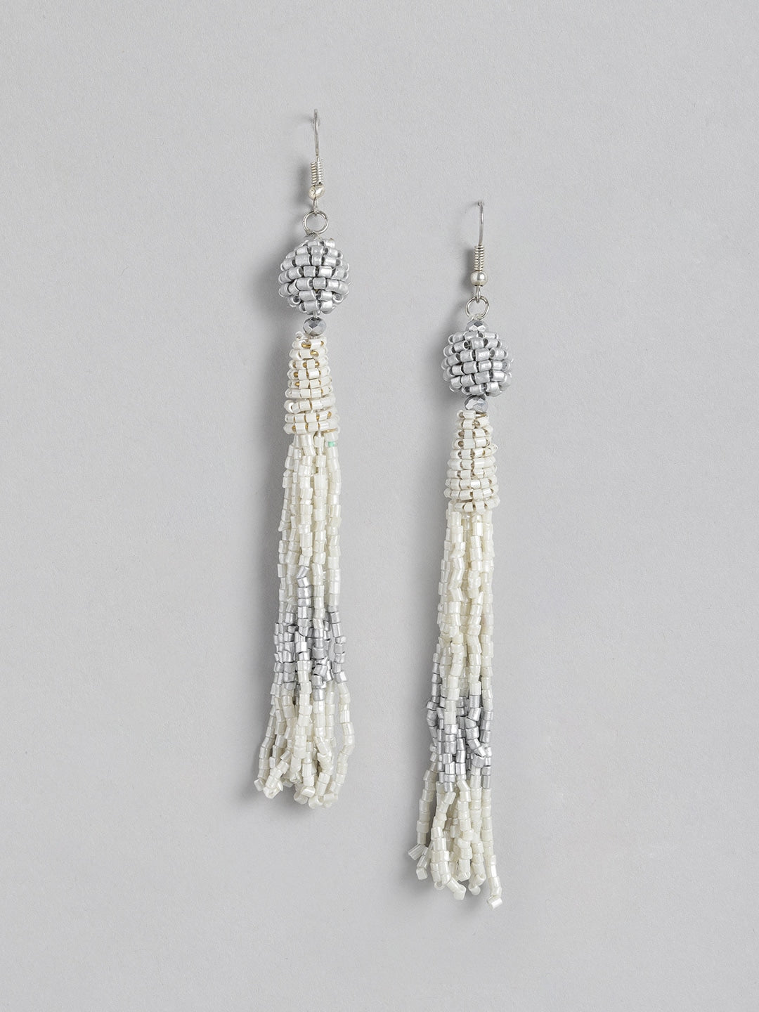 Silver-Toned Teardrop Shaped Drop Earrings