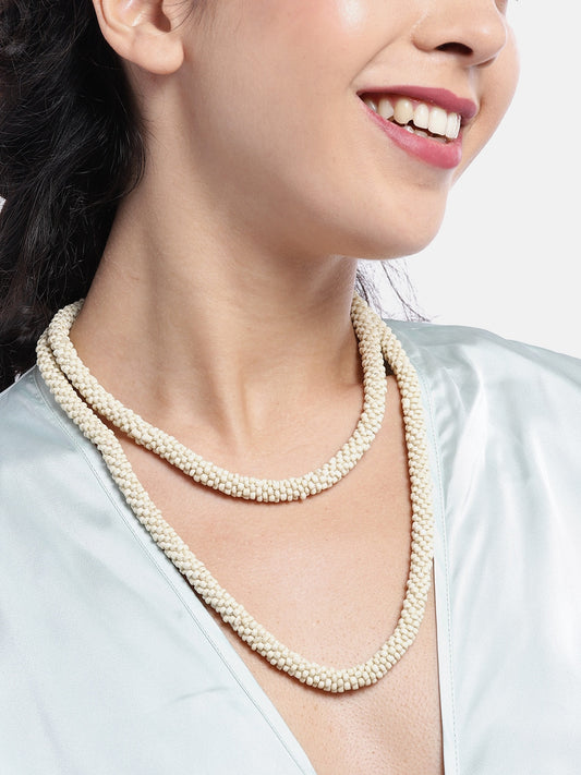 Beige Artificial Beads Necklace