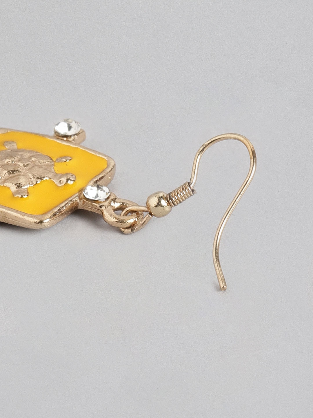 RICHEERA Yellow & Gold-Toned Square Drop Earrings