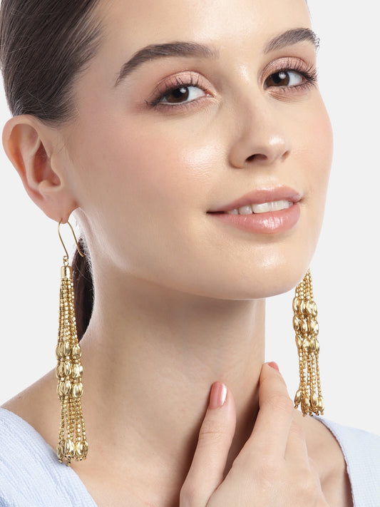 Gold-Plated Teardrop Shaped Drop Earrings
