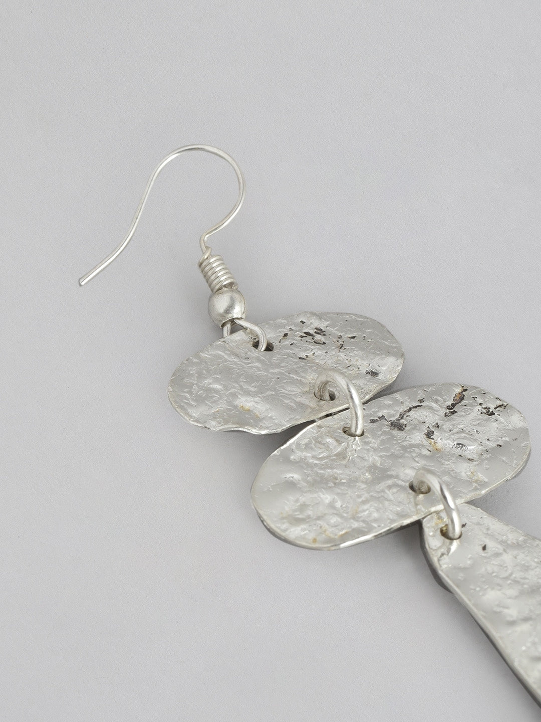 Silver-Toned Contemporary Drop Earrings