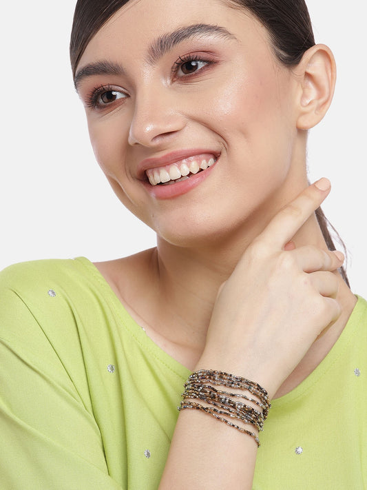 Women Gold-Toned & Silver-Toned Multistrand Bracelet