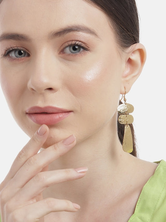 Gold-Toned Contemporary Drop Earrings