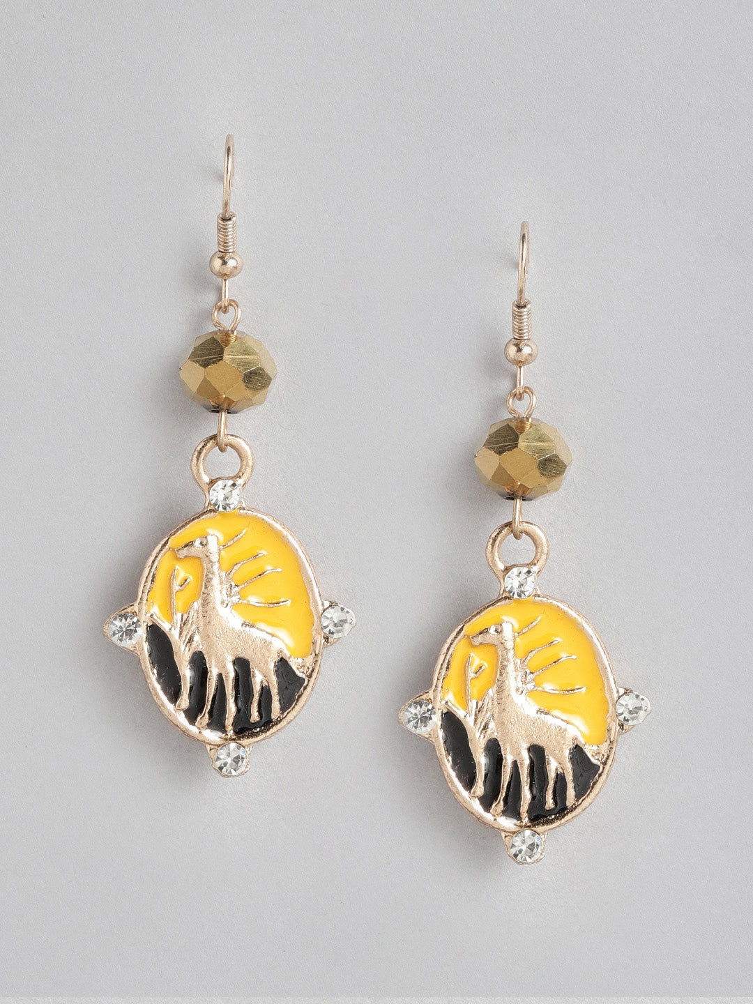 Multicoloured & Black Oval Drop Earrings