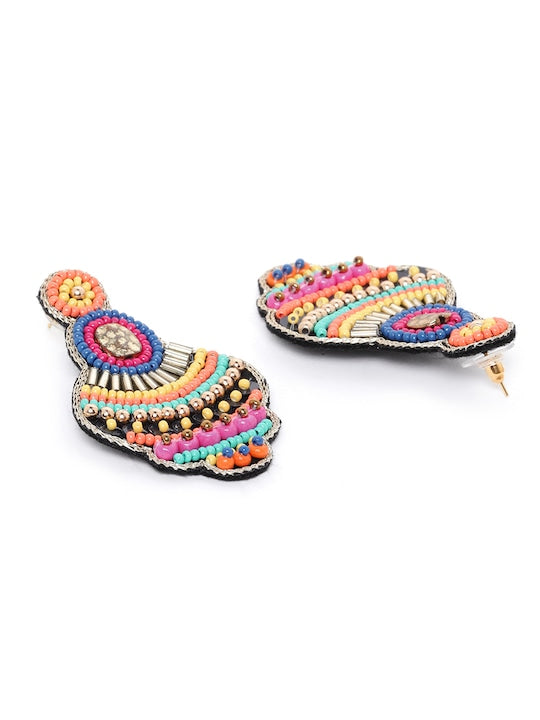 Multicoloured Beaded Contemporary Drop Earrings