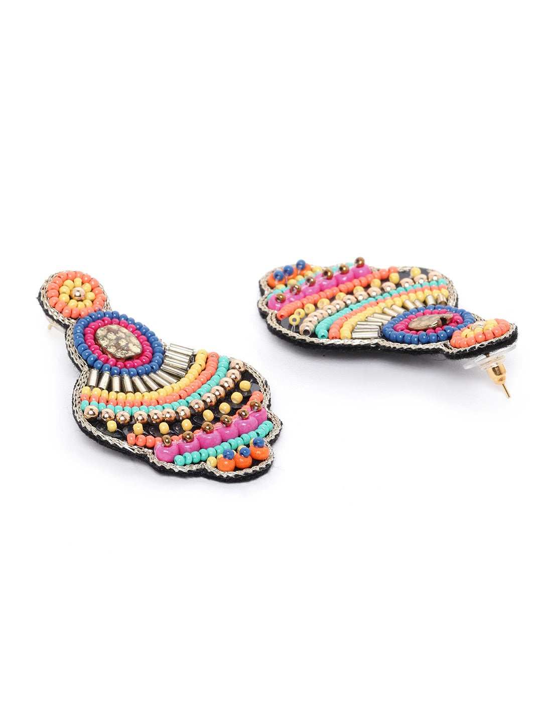 Multicoloured Beaded Contemporary Drop Earrings