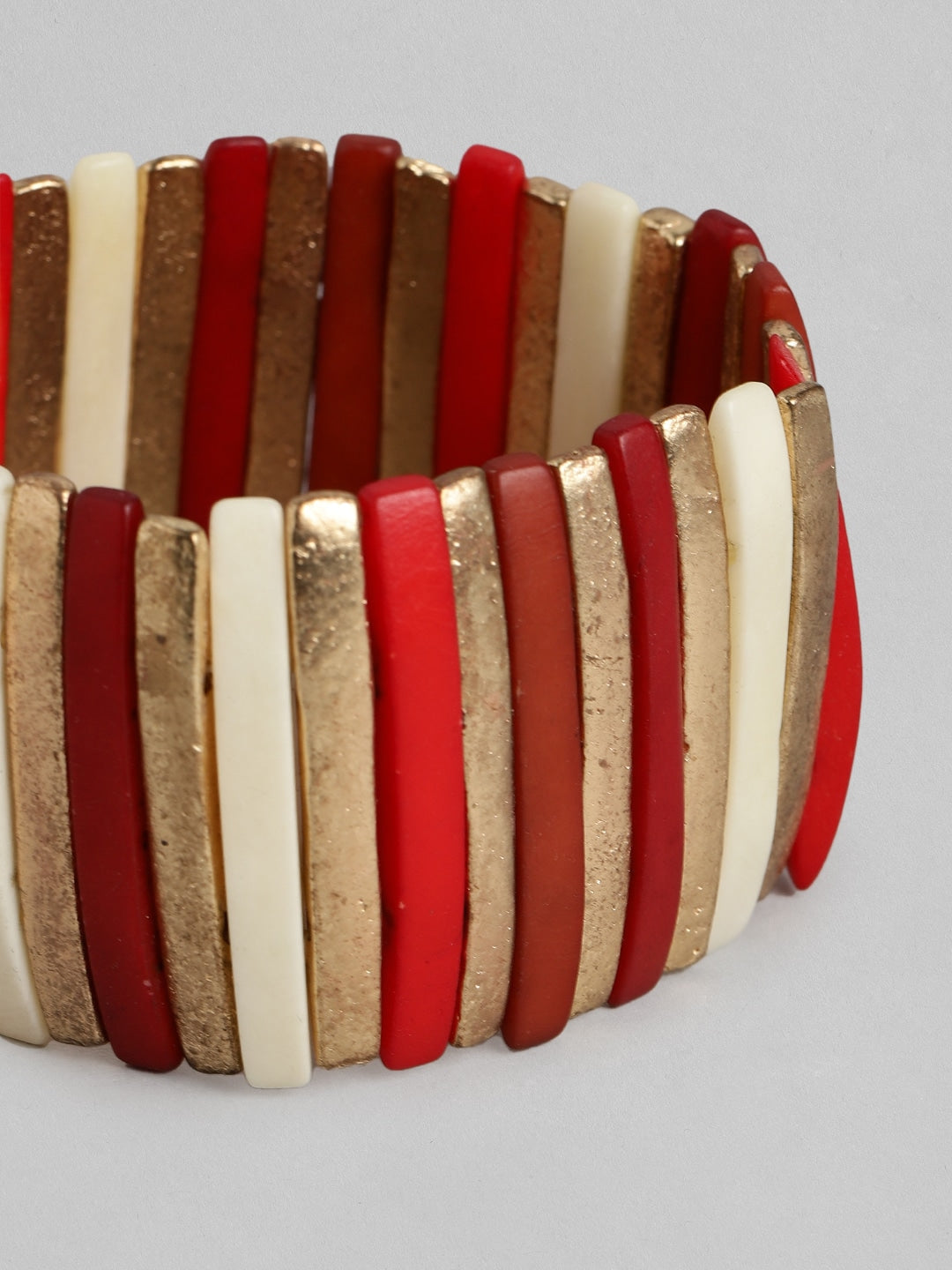 Women Red & Gold-Toned Gold-Plated Elasticated Bracelet