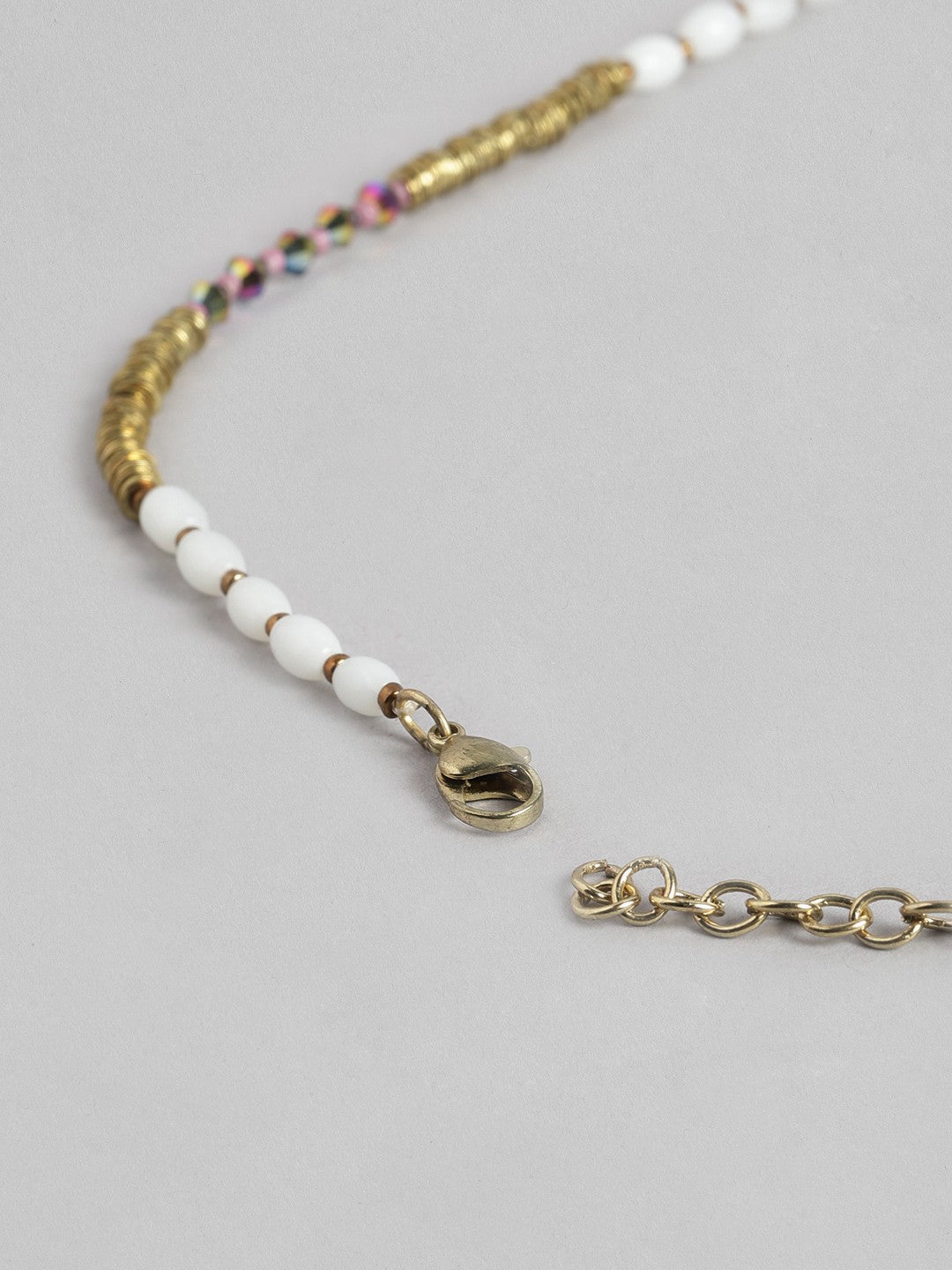 Gold-Toned & White Gold-Plated Beaded Necklace