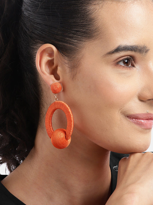 Circular Fabric Drop Earrings