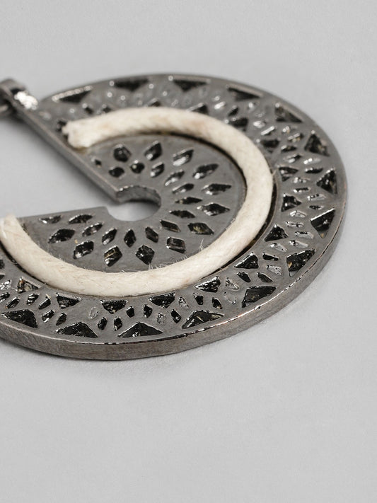 Silver-Toned Circular Drop Earrings