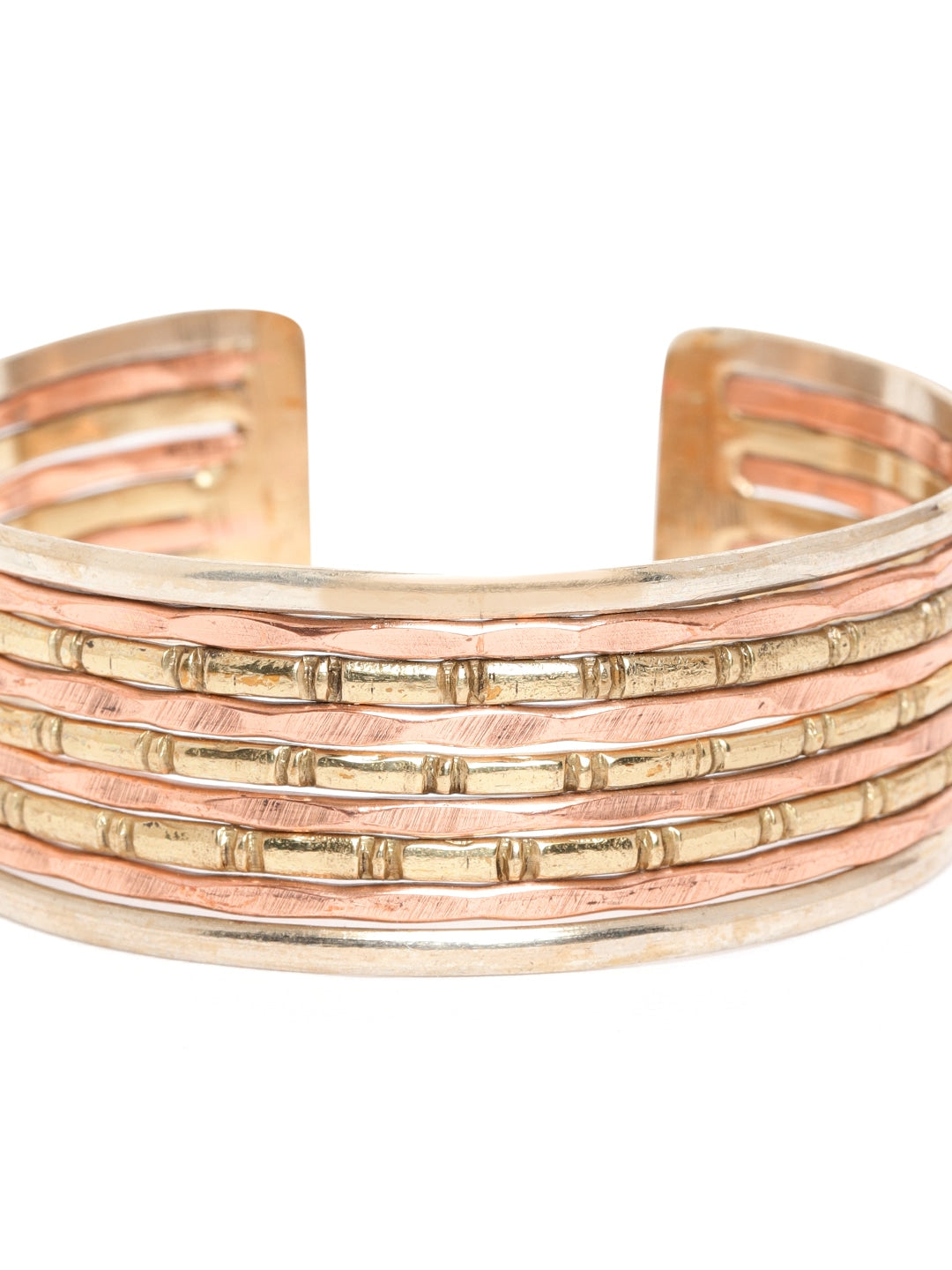 Antique Gold-Toned Copper-Plated Textured Cuff Bracelet