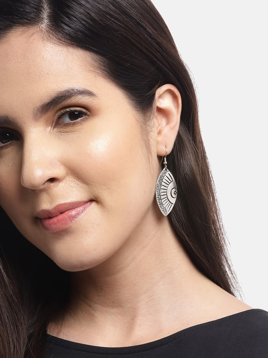 Silver-Plated Geometric Drop Earrings