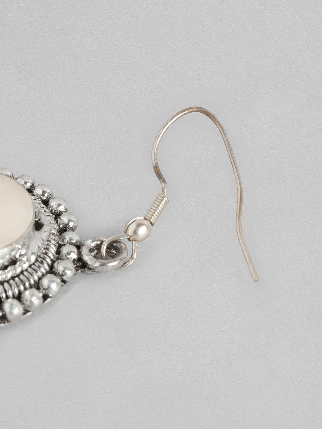 Silver-Toned Circular Drop Earrings