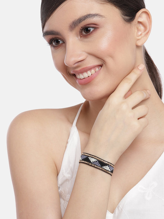 Women Gold-Toned & Black Multistrand Bracelet