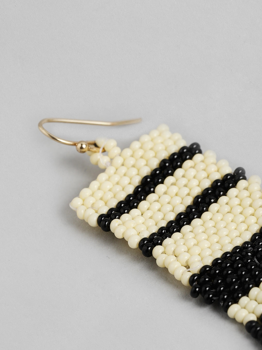 Black & Off White Contemporary Drop Earrings - Richeera