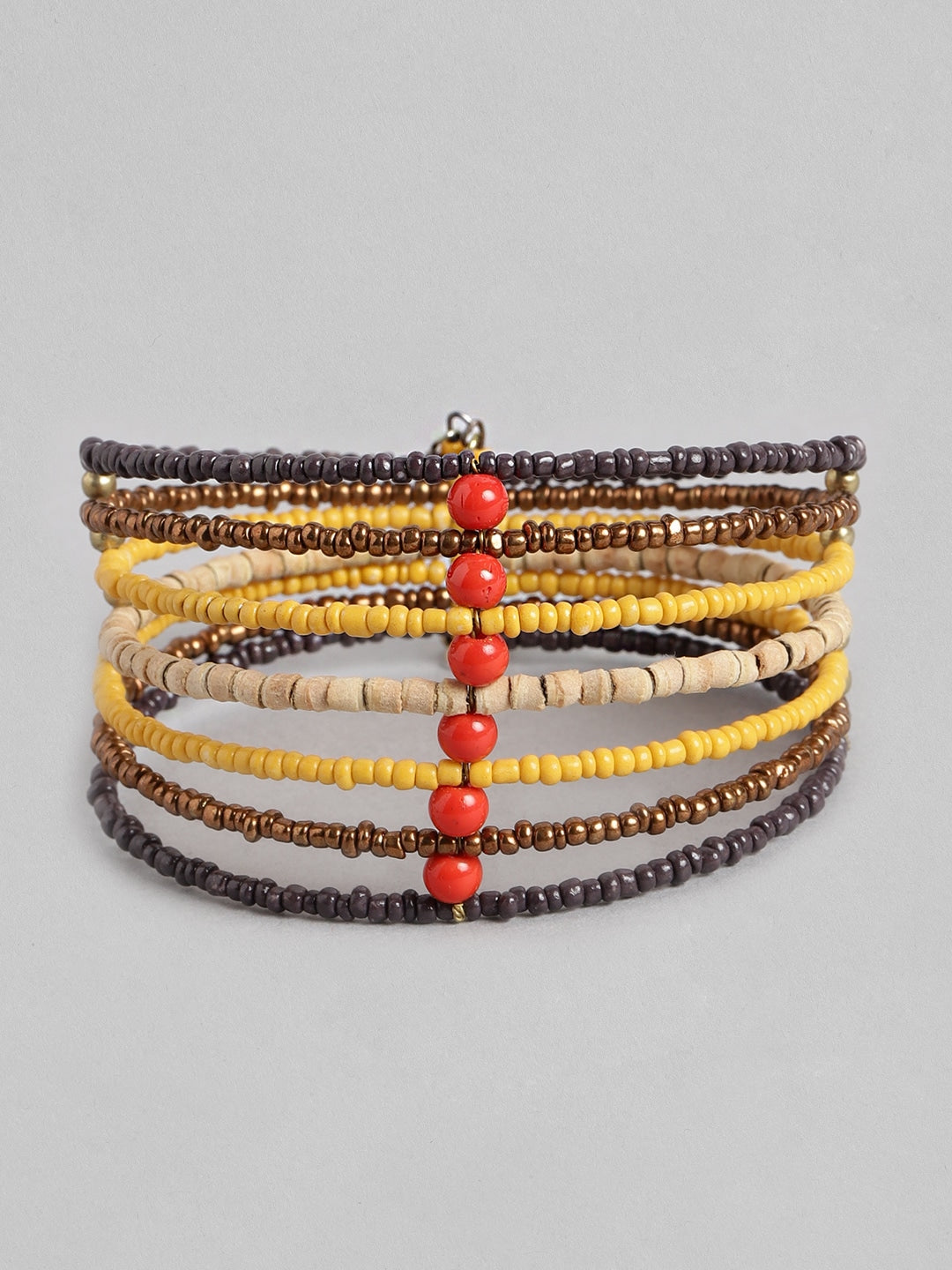 Women Multicoloured Beaded Cuff Bracelet