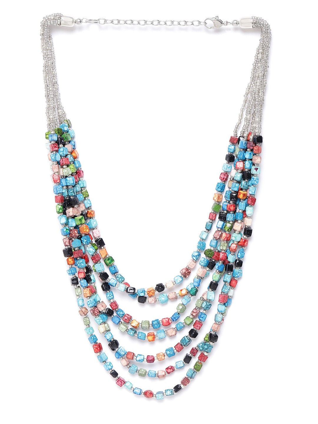 Multicoloured Glass Beaded Layered Necklace