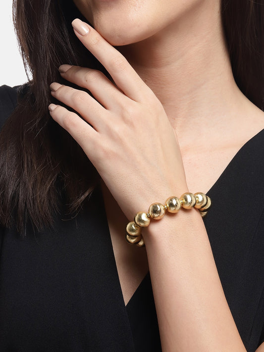 RICHEERA Gold-Plated Artificial Beads Bracelet