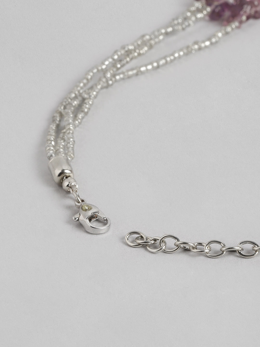 RICHEERA Purple & Silver-Toned Beaded Layered Necklace