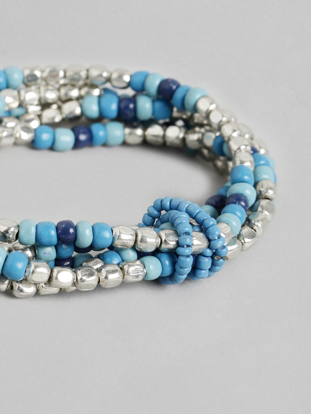 Women Blue & Silver-Toned Silver-Plated Multistrand Bracelet