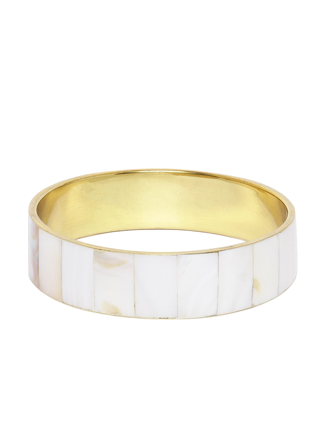 RICHEERA Off-White & Beige Gold-Plated Iridescent Effect Bangle