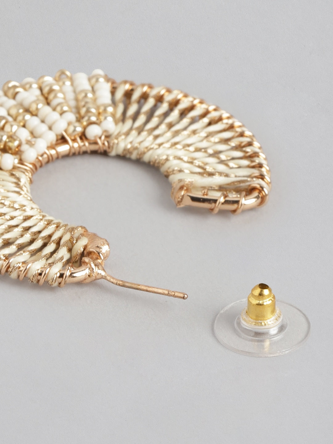 Gold-Plated Artificial Beads Circular Half Hoop Earrings