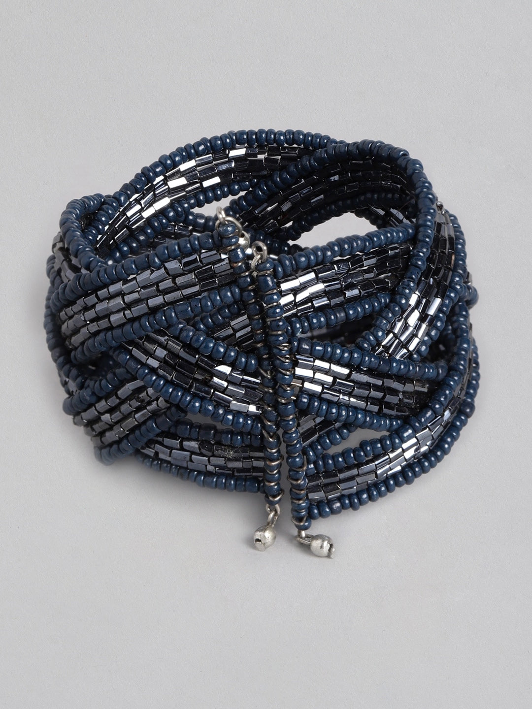 Women Navy Blue & Black Cuff Bracelet