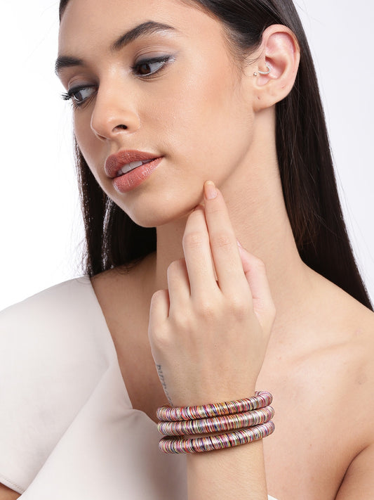 Women Multicoloured Wood Ring Bracelet