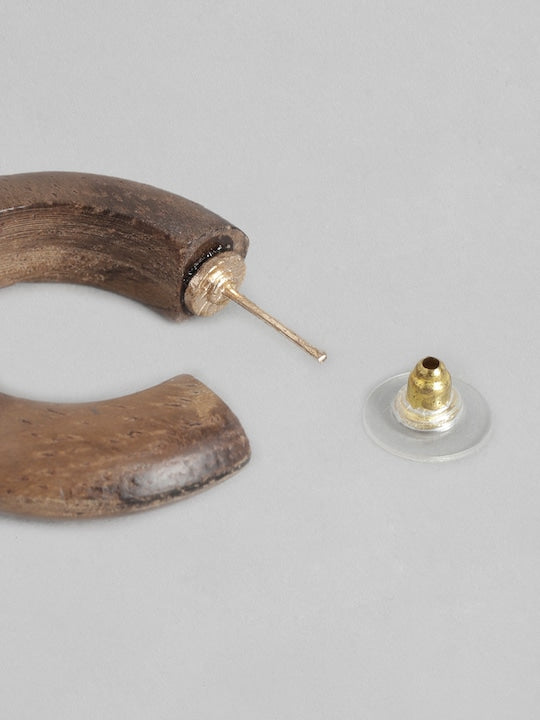 Brown Circular Half Hoop Earrings