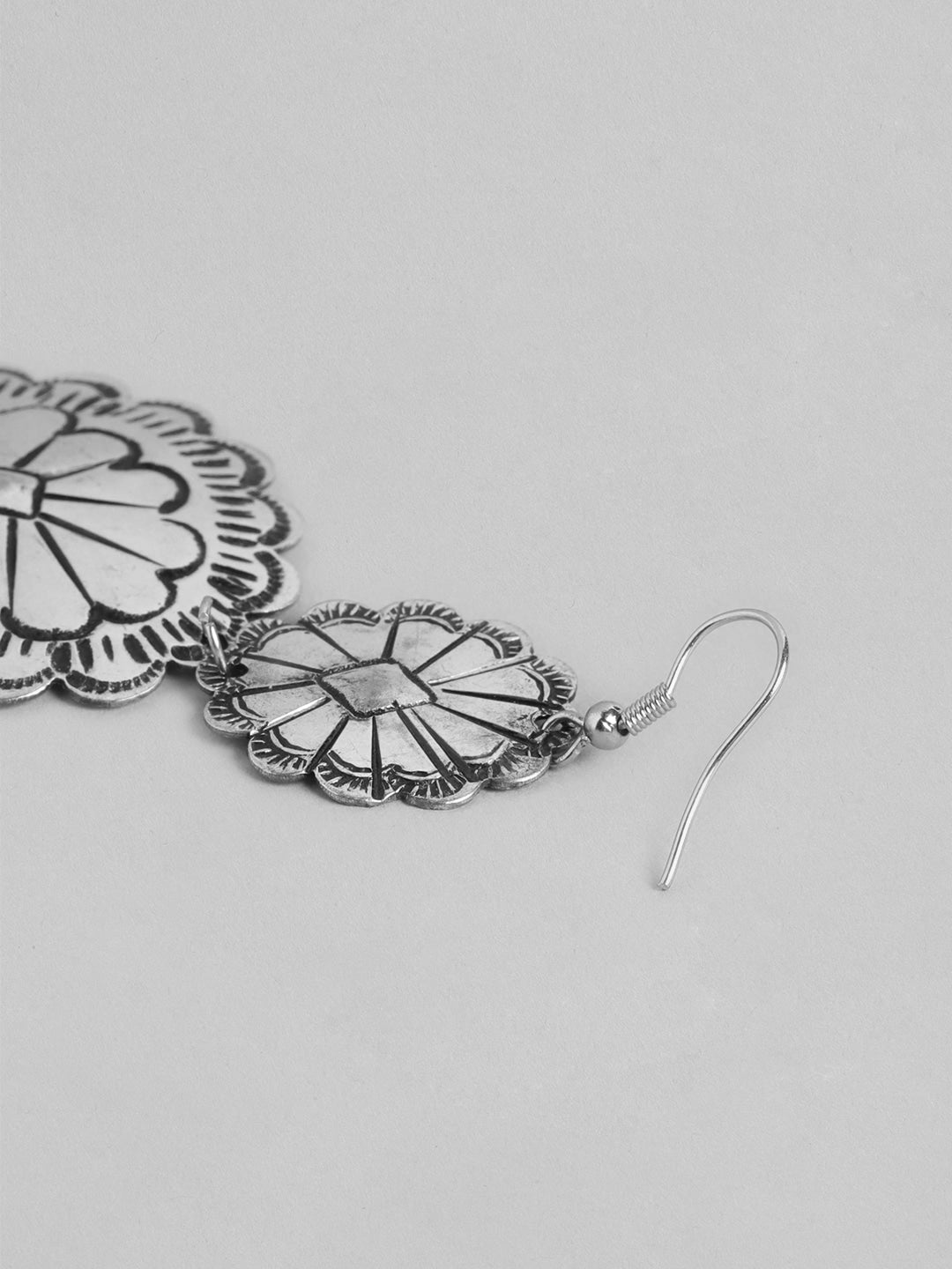 Silver-Plated Floral Drop Earrings