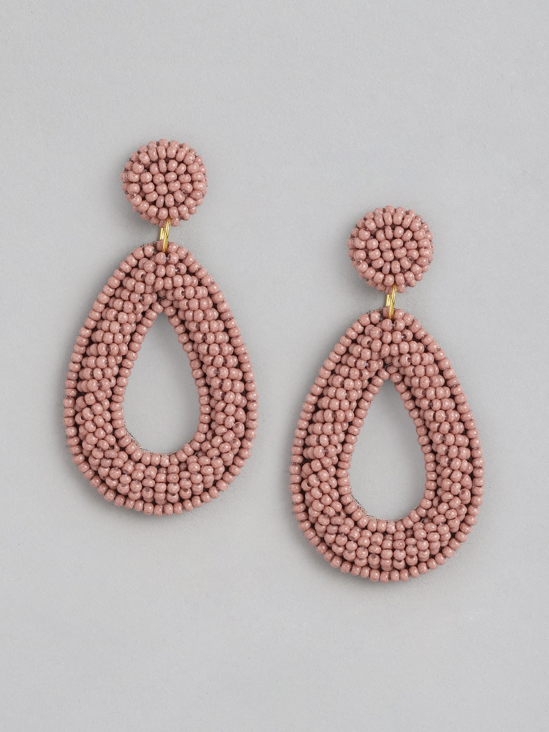 Teal & Gold-Toned Teardrop Shaped Drop Earrings