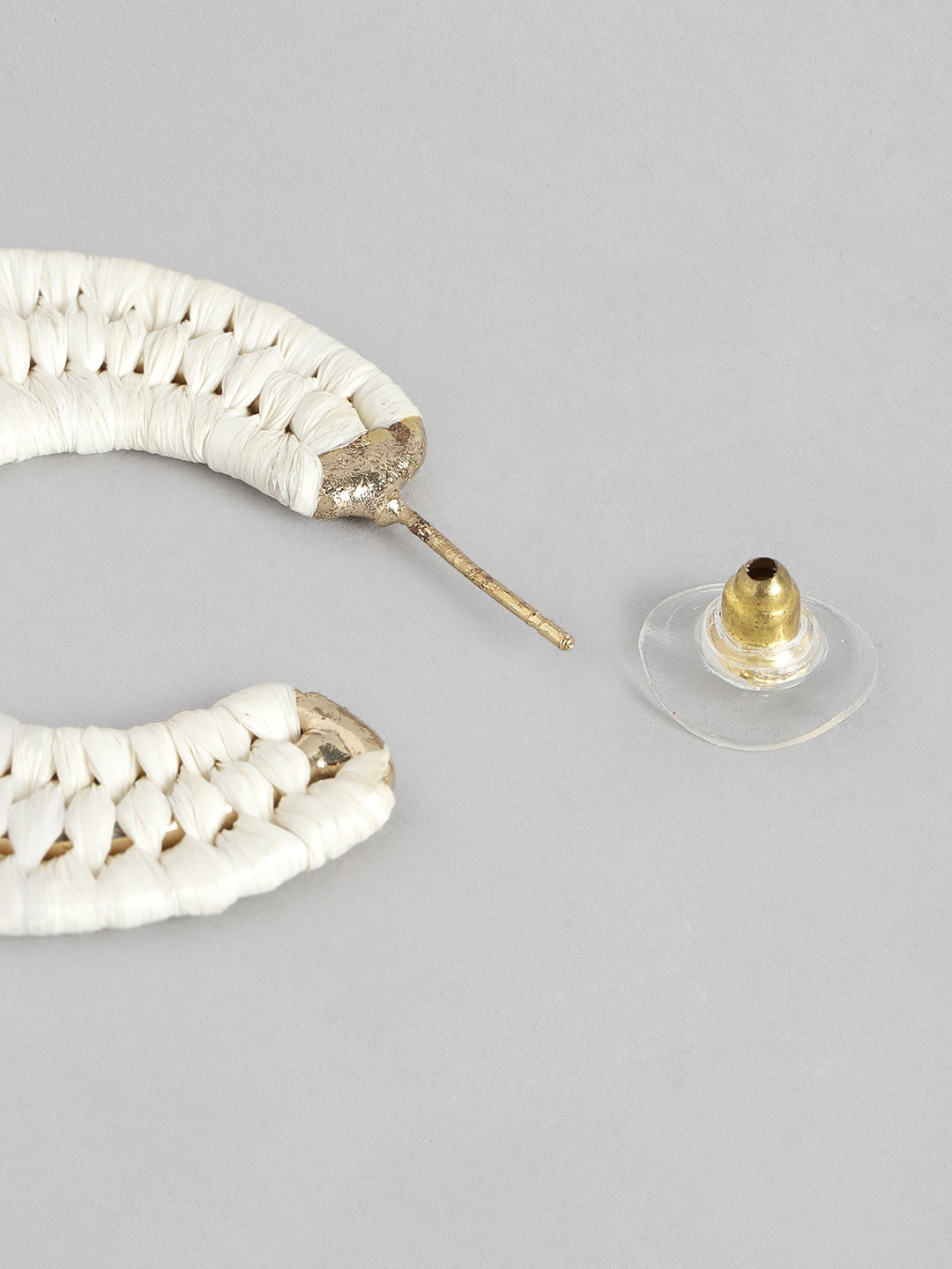 Off White & Gold-Toned Circular Half Hoop Earrings