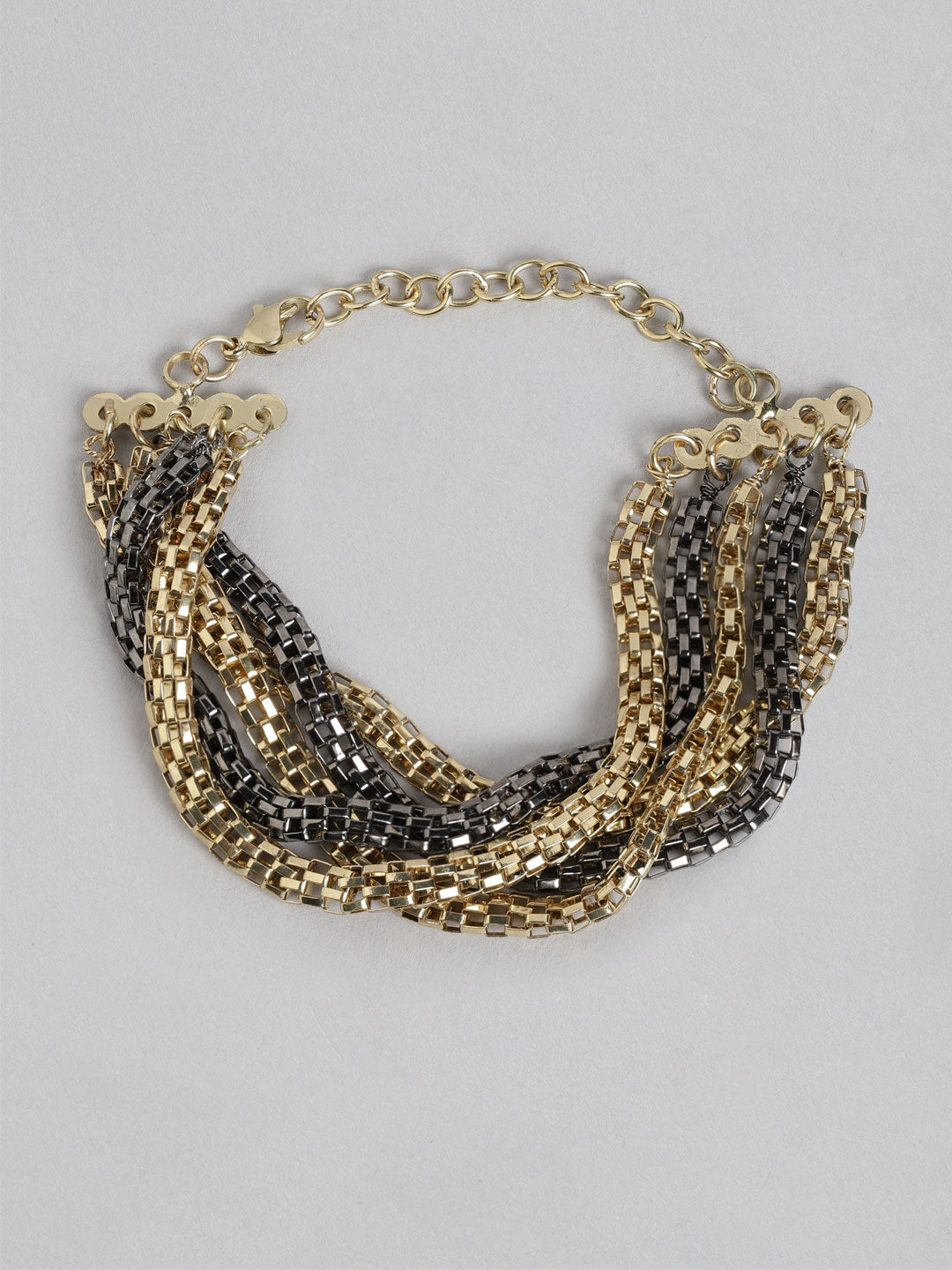 Women Gold-Toned & Gunmetal-Toned Gold-Plated Multistrand Bracelet