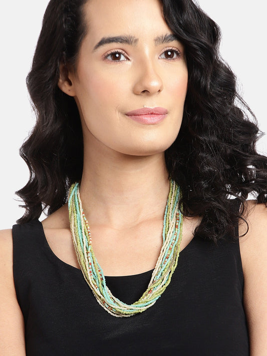 Gold-Plated Artificial Beads Layered Necklace