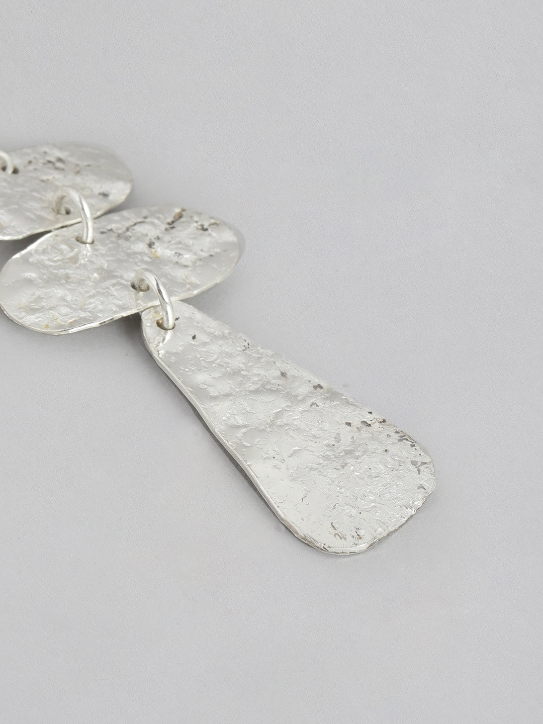 Silver-Toned Contemporary Drop Earrings