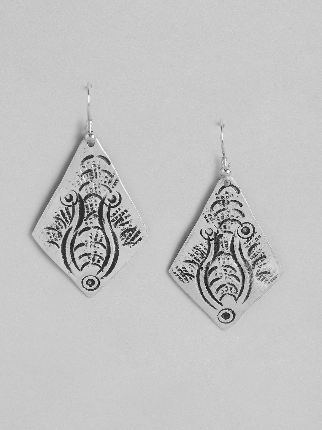 Silver-Plated Geometric Drop Earrings