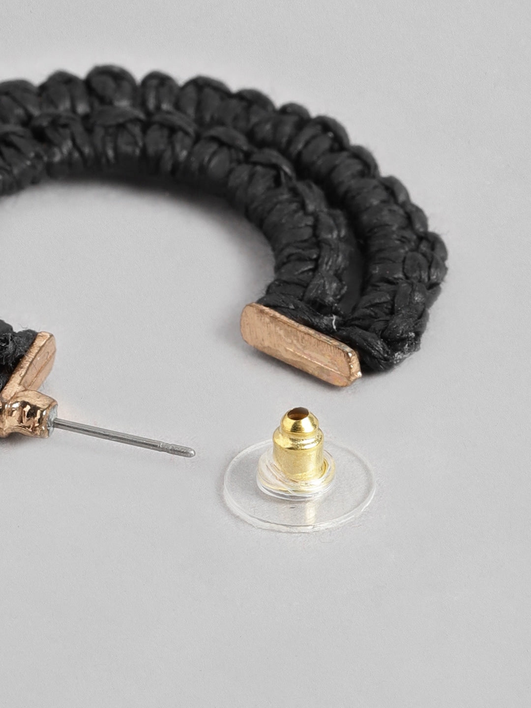 Black Crescent Shaped Half Hoop Earrings