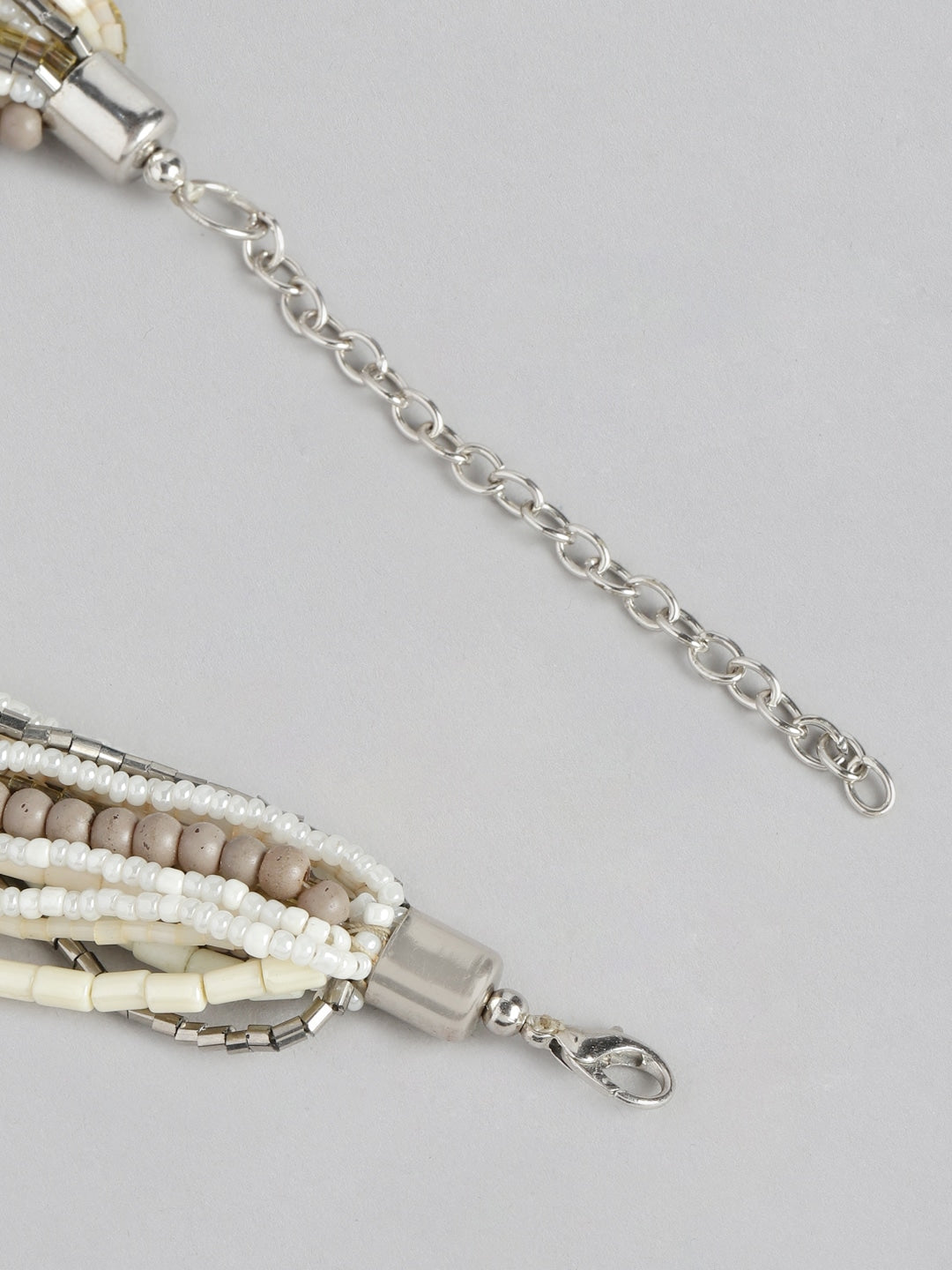 Silver-Plated Beaded Multi-Layered Statement Necklace - Richeera