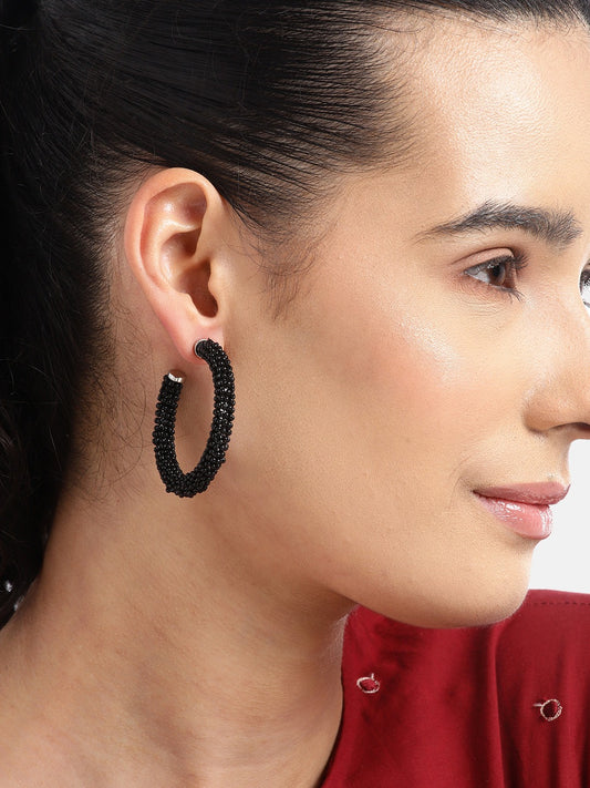 Circular Artificial Beads Half Hoop Earrings