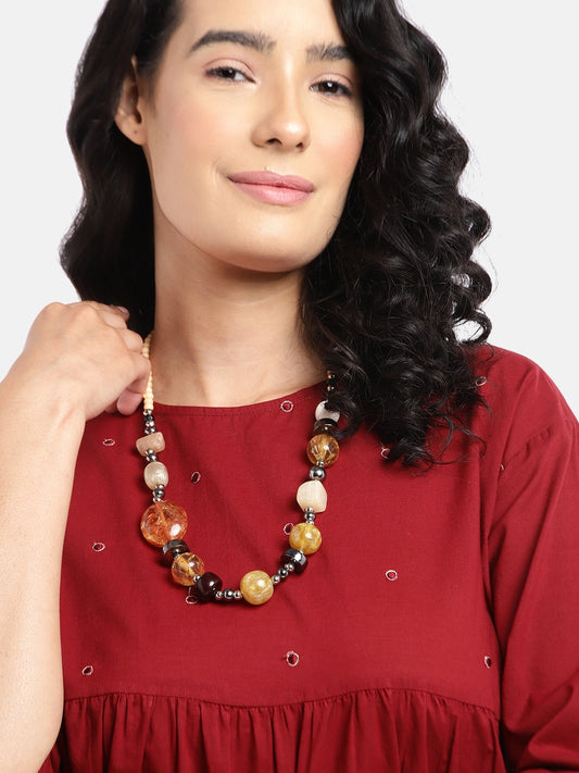 Silver-Plated Artificial Beads Necklace