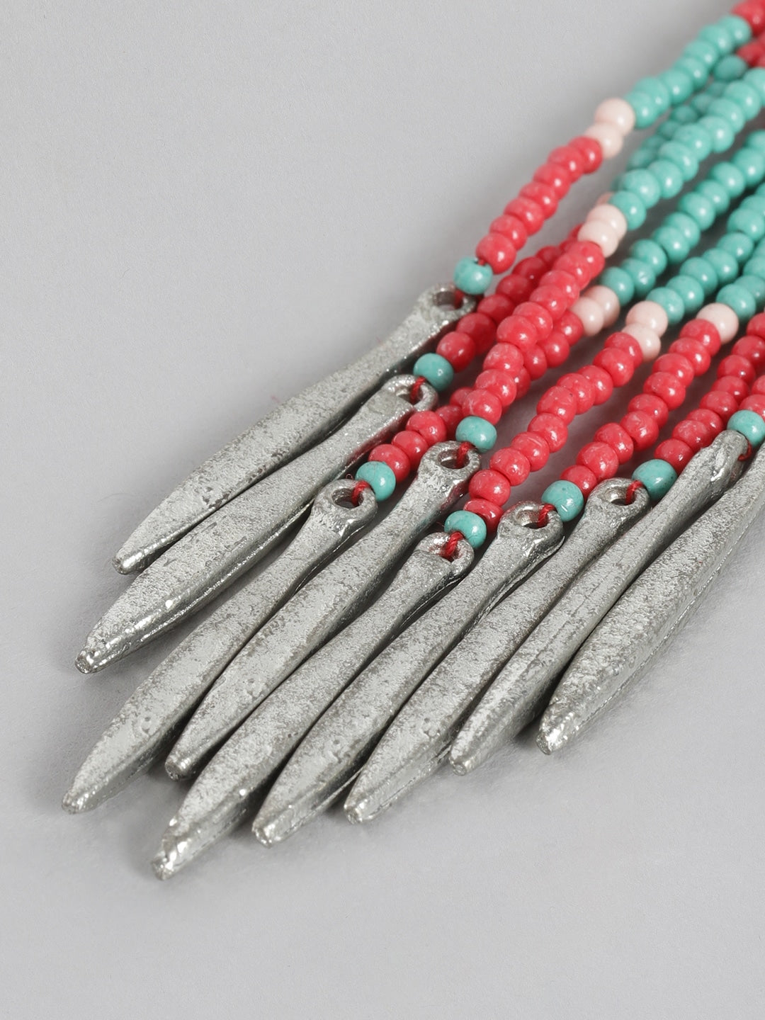 Pink & Sea Green Teardrop Shaped Drop Earrings