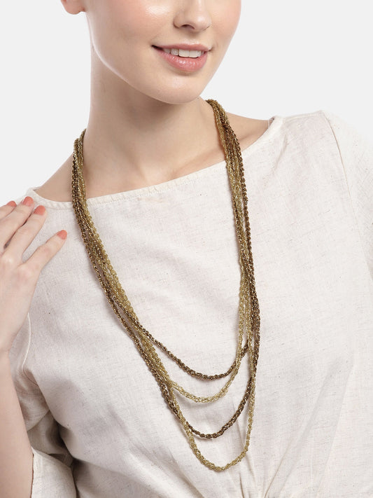 Gold-Plated Beaded Multi-Layered Necklace