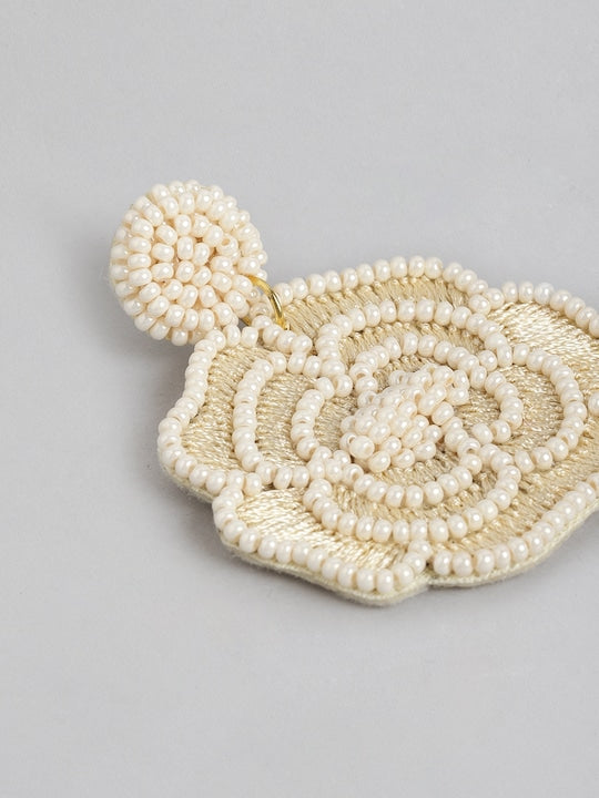 Off White Floral Drop Earrings