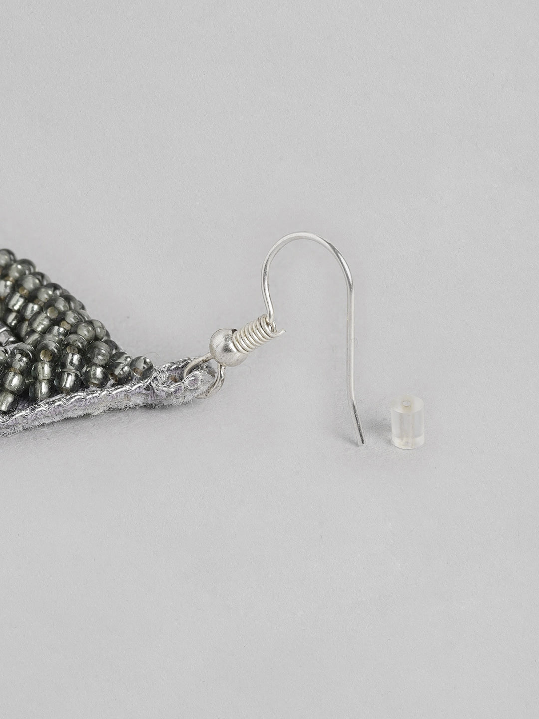 Gold & Silver-Toned Teardrop Shaped Beaded Drop Earrings