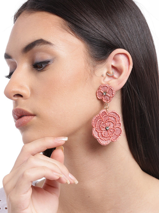 Pink Floral Drop Earrings