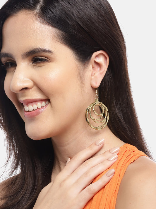 Gold-Plated Circular Drop Earrings