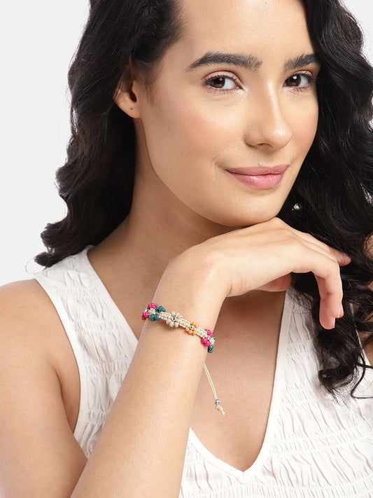 Women Silver-Plated Wraparound Bracelet