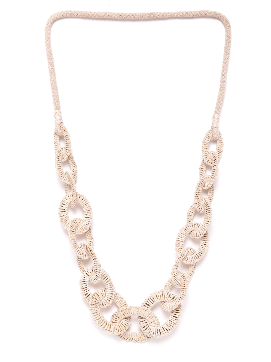Women Beige & Gold-Toned Woven Design Necklace