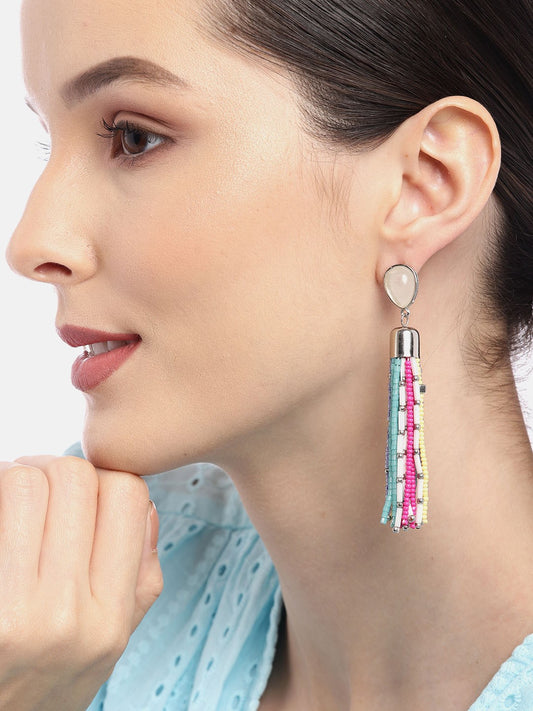 Blue & Pink Contemporary Drop Earrings